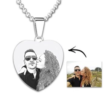 שרשרת לב עם תמונה חרוטה
