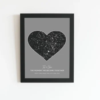 מפת כוכבים דגם אהבה אפור שחור