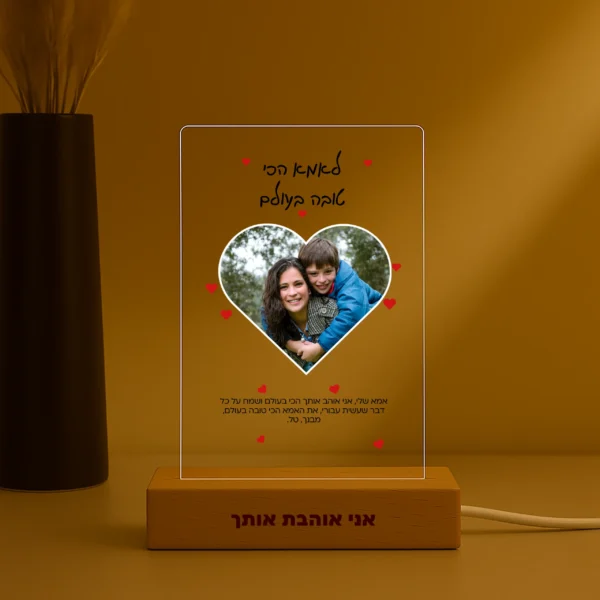 מתנה לאמא עם הקדשה מהלב- מעוצב אישית עם תמונה