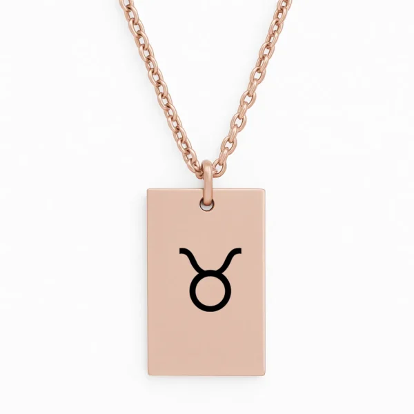 שרשרת מלבנית פלדת אל חלד יוקרתית עם חריטה ייחודית של סימן המזל שלכם