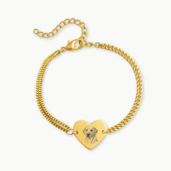 צמיד חריטה, מתנה יוקרתית לאישה עם איור אישי של בעל החיים מונצח לתמיד