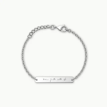 צמיד חריטה יוקרתי לאישה, תכשיט עם הקדשה אישית בכתב היד שלכם