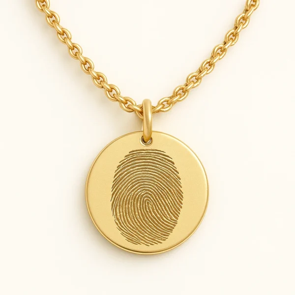 שרשרת עגולה עם חריטה של טביעת אצבע