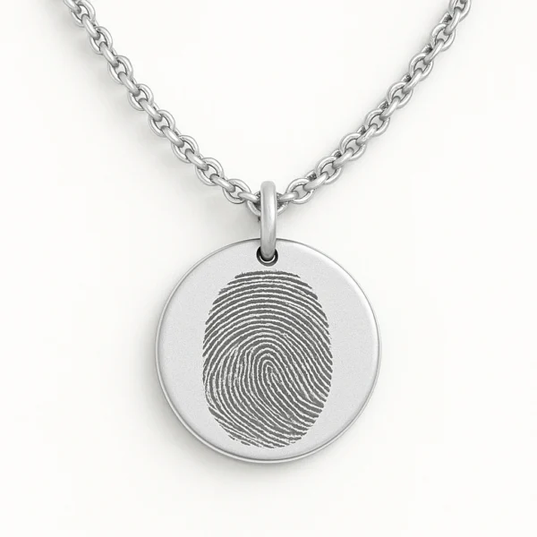 שרשרת עגולה עם חריטה של טביעת אצבע