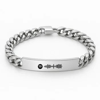 צמיד עם כסף, מתנה יוקרתית לגבר עם חריטת ספוטיפיי