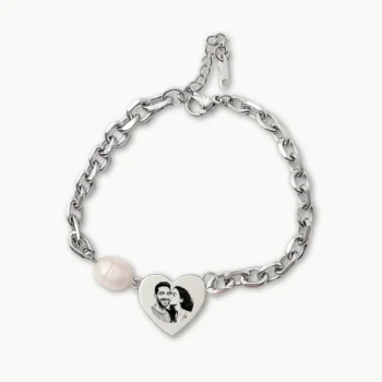 צמיד חריטה לב עדין, תכשיט יוקרתי עם חריטה אישית של איור אישי