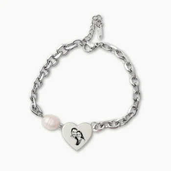 צמיד חריטה לב עדין, תכשיט יוקרתי עם חריטה אישית של איור זוגי שלכם