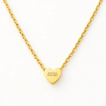 שרשרת חריטה לב עדין, תכשיט יוקרתי עם חריטת הקדשה אישית שמנציח מקום עם משמעות לליבכם