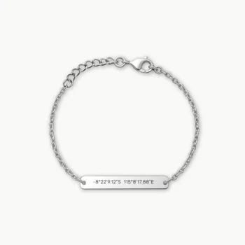 צמיד חריטה יוקרתי לאישה, תכשיט עם נקודת ציון של מקום משמעותי בחייכם