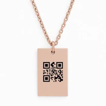 שרשרת מלבנית פלדת אל חלד יוקרתית עם חריטה ייחודית של ברקוד אישי