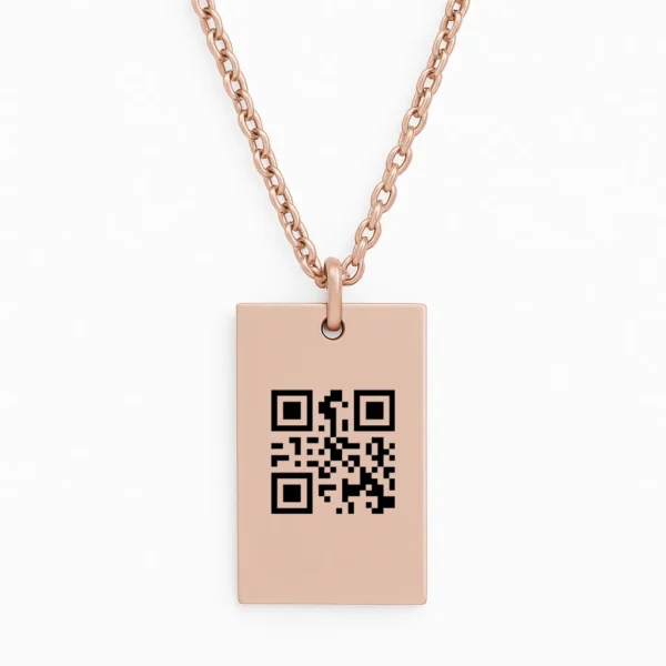 שרשרת מלבנית פלדת אל חלד יוקרתית עם חריטה ייחודית של ברקוד אישי