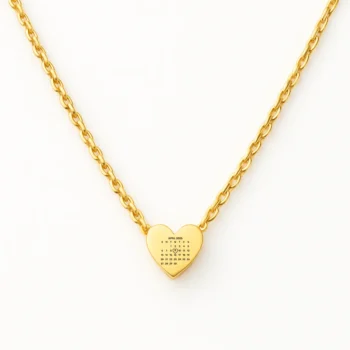 שרשרת חריטה לב עדין, תכשיט יוקרתי עם חריטת הקדשה אישית של תאריך עם משמעות לליבכם