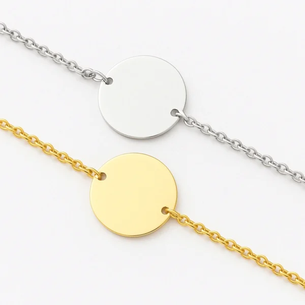 צמיד חריטה עגול עדין, מתנה יוקרתית לאישה עם תמונה באיור בהקדשה