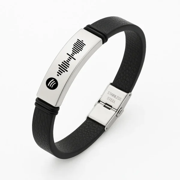 צמיד עור, מתנה יוקרתית עם חריטת ברקוד ספוטיפיי