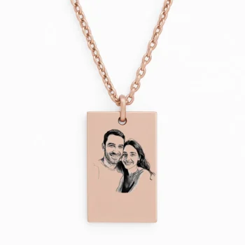 שרשרת מלבנית פלדת אל חלד יוקרתית עם חריטה זוגית