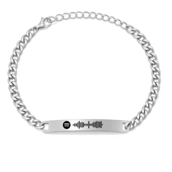 צמיד חריטה יוקרתי לאישה - מתנה לבת הזוג, תכשיט עם חריטת הקדשת חריטת ספוטיפיי