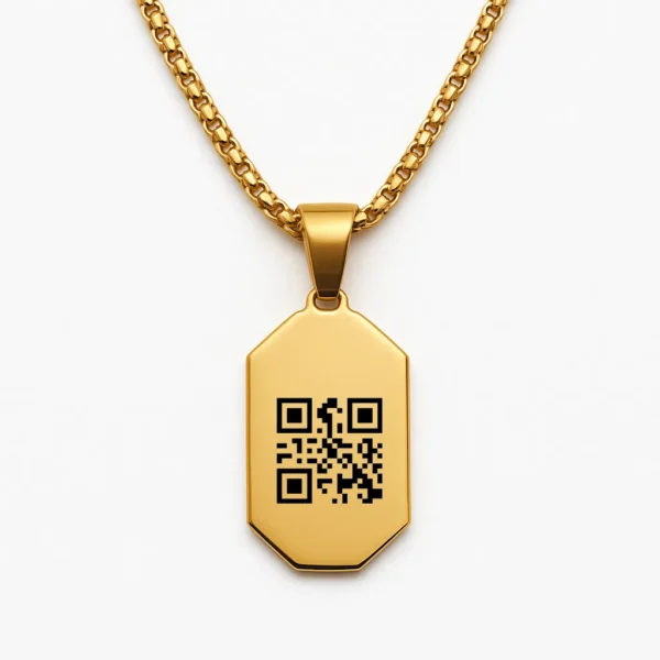 שרשרת מלבנית פלדת אל חלד יוקרתית עם חריטה ייחודית של ברקוד אישי