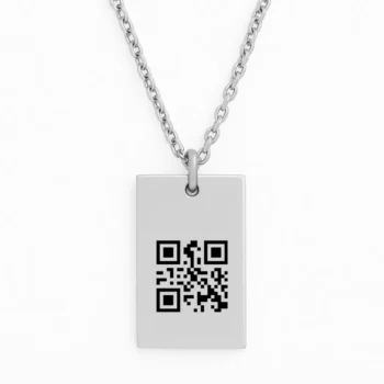 שרשרת מלבנית פלדת אל חלד יוקרתית עם חריטה ייחודית של ברקוד אישי