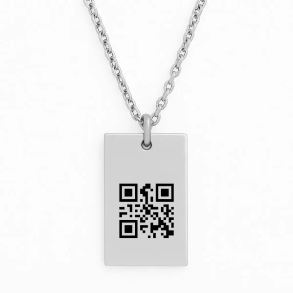 שרשרת מלבנית פלדת אל חלד יוקרתית עם חריטה ייחודית של ברקוד אישי