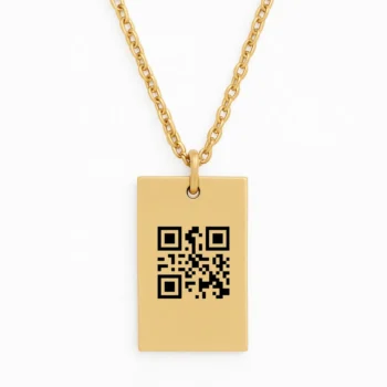 שרשרת מלבנית פלדת אל חלד יוקרתית עם חריטה ייחודית של ברקוד אישי