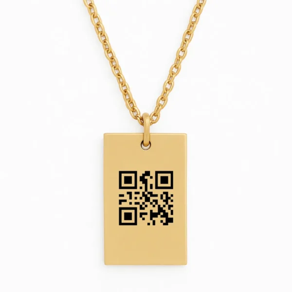 שרשרת מלבנית פלדת אל חלד יוקרתית עם חריטה ייחודית של ברקוד אישי