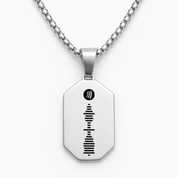 שרשרת מלבנית פלדת אל חלד יוקרתית עם חריטה ייחודית של ברקוד ספוטיפיי