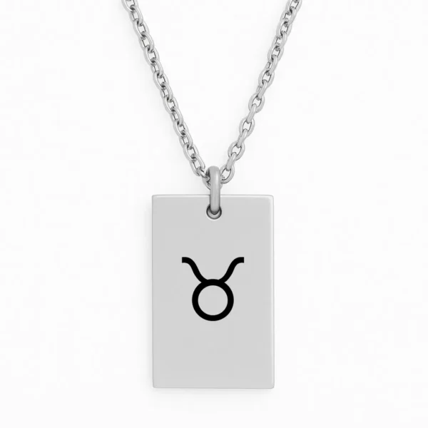 שרשרת מלבנית פלדת אל חלד יוקרתית עם חריטה ייחודית של סימן המזל שלכם