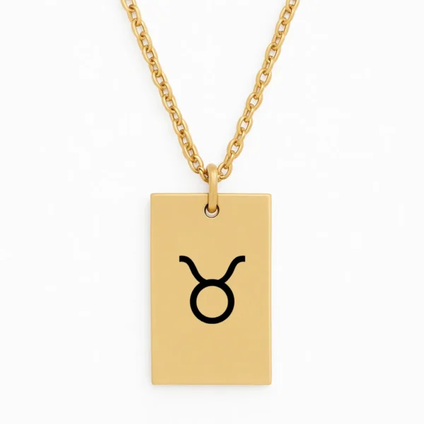 שרשרת מלבנית פלדת אל חלד יוקרתית עם חריטה ייחודית של סימן המזל שלכם