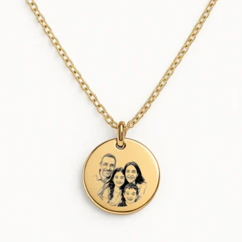 שרשרת לאמא עם תמונה חרוטה של כל המשפחה - מתנה לאמא