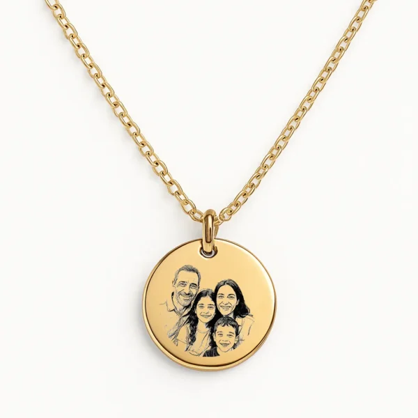 שרשרת לאמא עם תמונה חרוטה של כל המשפחה - מתנה לאמא