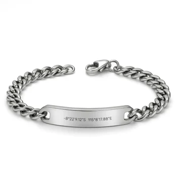 צמיד חריטה לגבר, תכשיט יוקרתי עם חריטת הקדשה אישית/ נקודות ציון