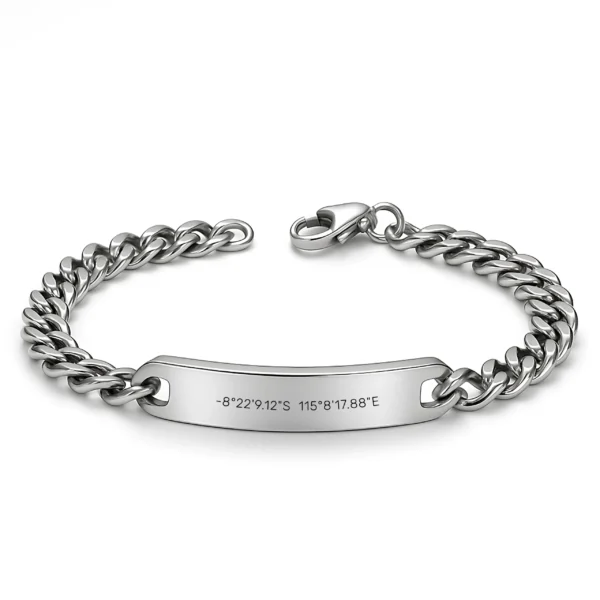 צמיד חריטה לגבר, תכשיט יוקרתי עם חריטת הקדשה אישית/ נקודות ציון