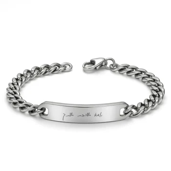 צמיד חריטה לגבר, מתנה מאמא לבן צמיד יוקרתי עם חריטת הקדשה אישית בכתב היד שלך