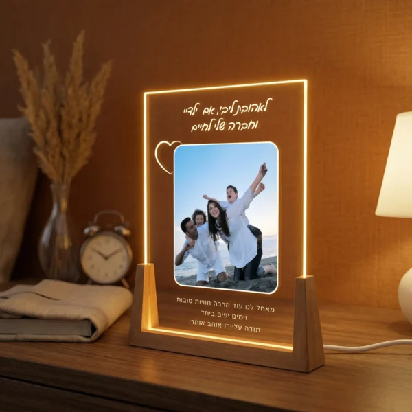 ⁦מנורה לבן/בת זוג - מותאם אישית עם תמונה והקדשה⁩ – תמונה ⁦3⁩