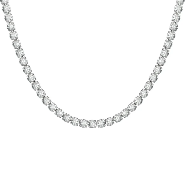 שרשרת טניס בשילוב זרקונים מתנה יוקרתית פלדת אל חלד בצבע כסף – תמונה 3