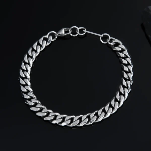 צמיד לגבר מתנה יוקרתית פלדת אל חלד בצבע כסף – תמונה 2