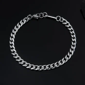 צמיד לגבר מתנה יוקרתית פלדת אל חלד בצבע כסף