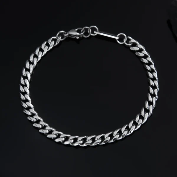 צמיד לגבר מתנה יוקרתית פלדת אל חלד בצבע כסף – תמונה 2