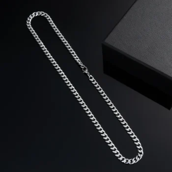 שרשרת מתנה יוקרתית פלדת אל חלד בצבע כסף לגבר