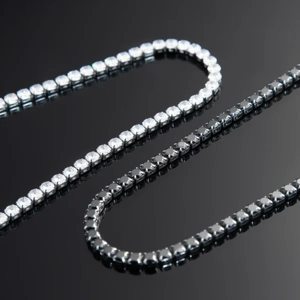 ⁦שרשרת טניס בשילוב זרקונים מתנה יוקרתית פלדת אל חלד בצבע שחור⁩ – תמונה ⁦2⁩