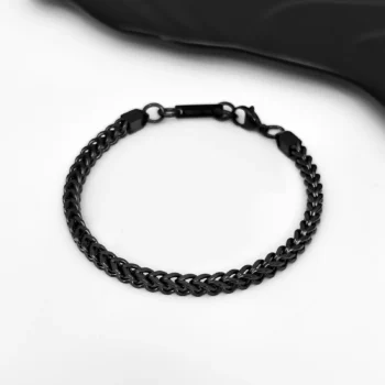 צמיד לגבר מתנה יוקרתית פלדת אל חלד בצבע שחור