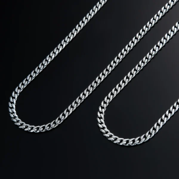 ⁦שרשרת מתנה יוקרתית פלדת אל חלד בצבע כסף לגבר⁩ – תמונה ⁦2⁩