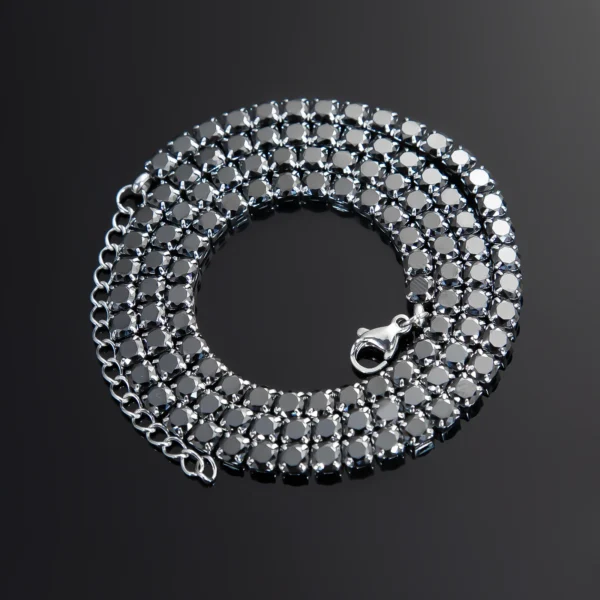 ⁦שרשרת טניס בשילוב זרקונים מתנה יוקרתית פלדת אל חלד בצבע שחור⁩ – תמונה ⁦7⁩