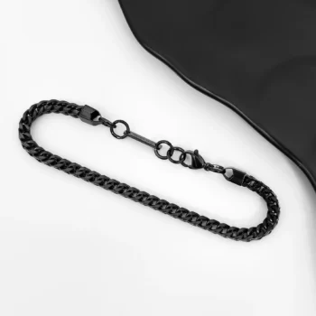 צמיד לגבר מתנה יוקרתית פלדת אל חלד בצבע שחור