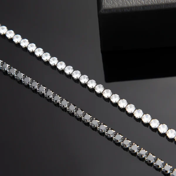 ⁦שרשרת טניס בשילוב זרקונים מתנה יוקרתית פלדת אל חלד בצבע שחור⁩ – תמונה ⁦3⁩