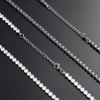 שרשרת טניס בשילוב זרקונים מתנה יוקרתית פלדת אל חלד בצבע שחור