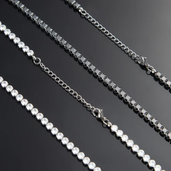 ⁦שרשרת טניס בשילוב זרקונים מתנה יוקרתית פלדת אל חלד בצבע שחור⁩ – תמונה ⁦6⁩