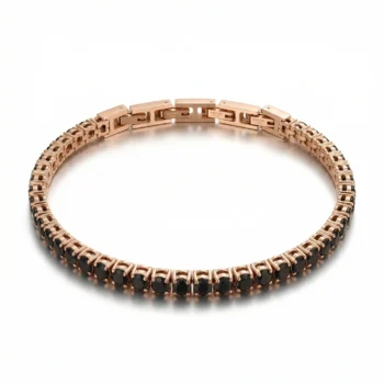 צמיד טניס בשילוב זרקונים מתנה יוקרתית לגבר שחור וזהב