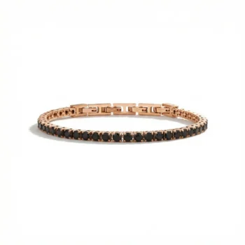 צמיד טניס בשילוב זרקונים מתנה יוקרתית לגבר שחור וזהב