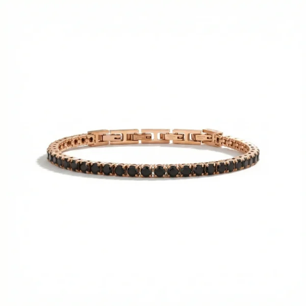 צמיד טניס בשילוב זרקונים מתנה יוקרתית לגבר שחור וזהב – תמונה 4